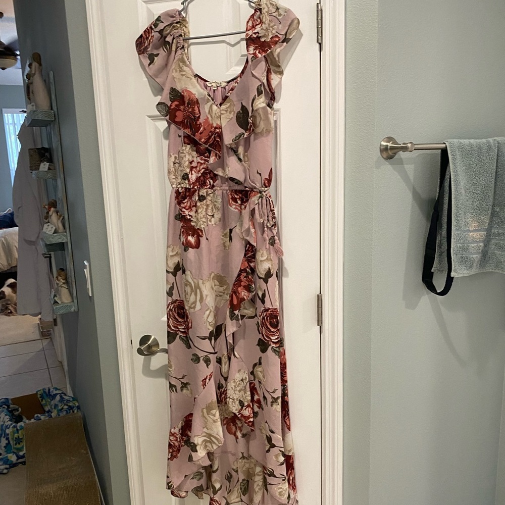 Pink Floral off the shoulder dress